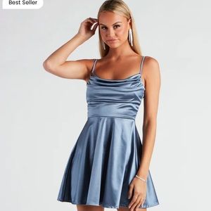 NEW! Dusty Blue Skater Windsor Dress
